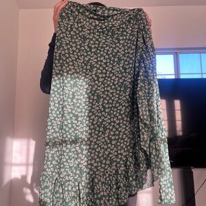 Ganni Green Floral Maxi Asymmetrical Dress